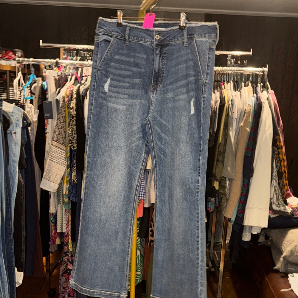 KanCan Blue Distressed High-Rise Wide Leg Jeans sz 15/31
